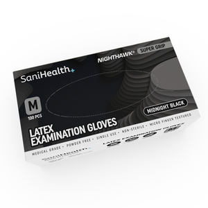 Black Latex Gloves Powder Free - Nighthawk